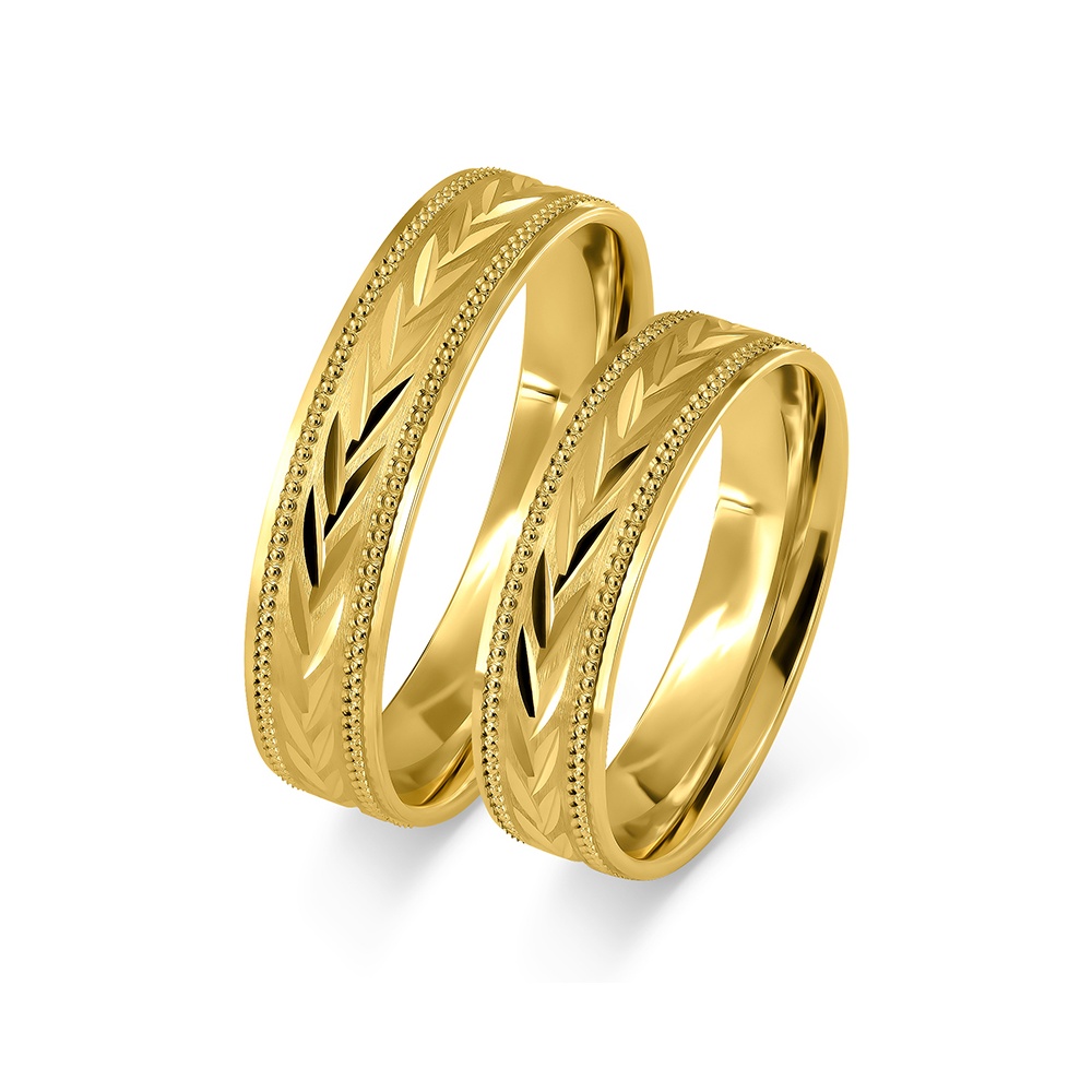 Złote Obrączki 5mm Płaskie Zdobione pr.585