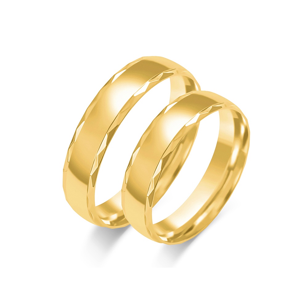 Złote Obrączki 5mm Zaokrąglone z Fazą pr.585