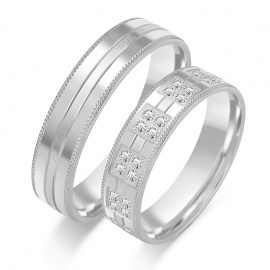 Złote Obrączki 5mm Płaskie z Diamentami pr.585