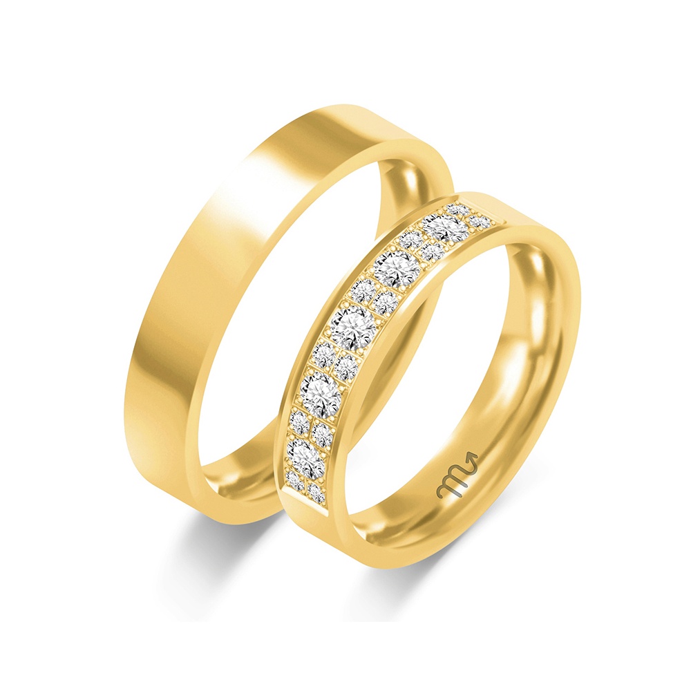 Złote Obrączki 4,5mm z Diamentami pr.585