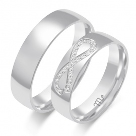 Złote Obrączki 5,5mm z Diamentami Nieskończoność pr.585
