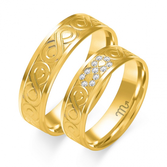 Złote Obrączki 6mm z Diamentami Nieskończoność pr.585