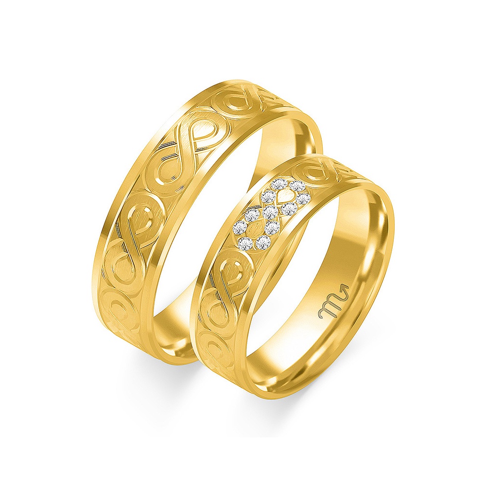 Złote Obrączki 6mm z Diamentami Nieskończoność pr.585