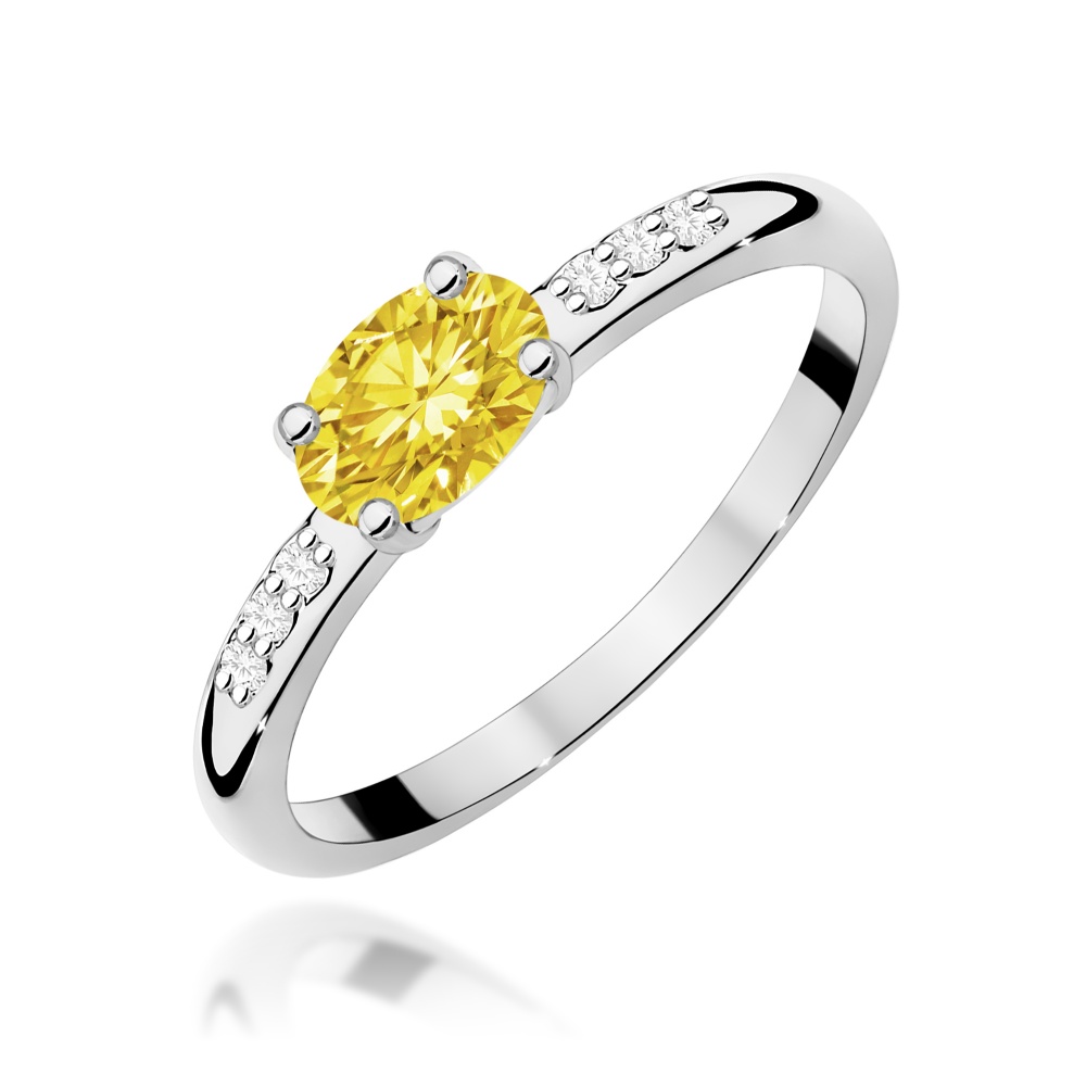 Pierścionek Diament Laboratoryjny żółty 0,50ct białe złoto