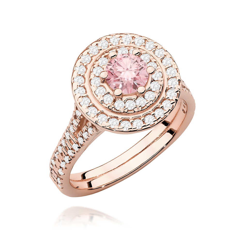 Pierścionek W0549 Diament Laboratoryjny różowy 0,50ct różowe złoto