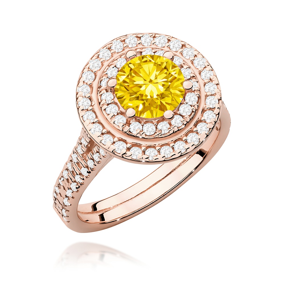 Pierścionek W0549 Diament Laboratoryjny żółty 1,00ct różowe złoto