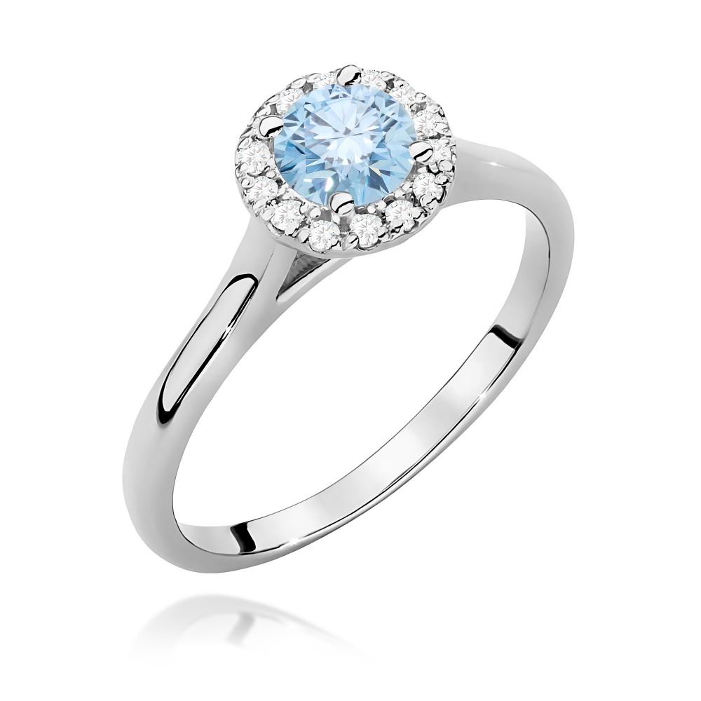 Pierścionek W0550 Diament Laboratoryjny niebieski 0,50ct białe złoto