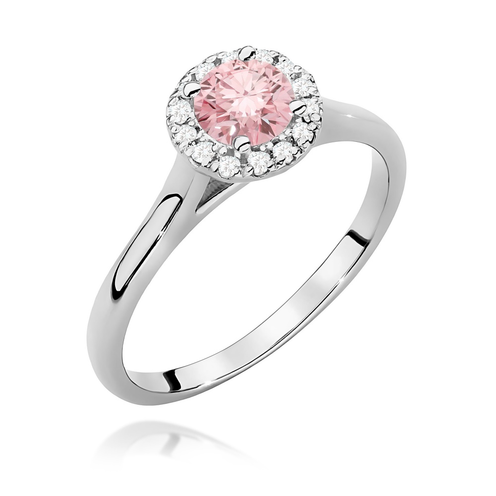 Pierścionek W0550 Diament Laboratoryjny różowy 0,50ct białe złoto
