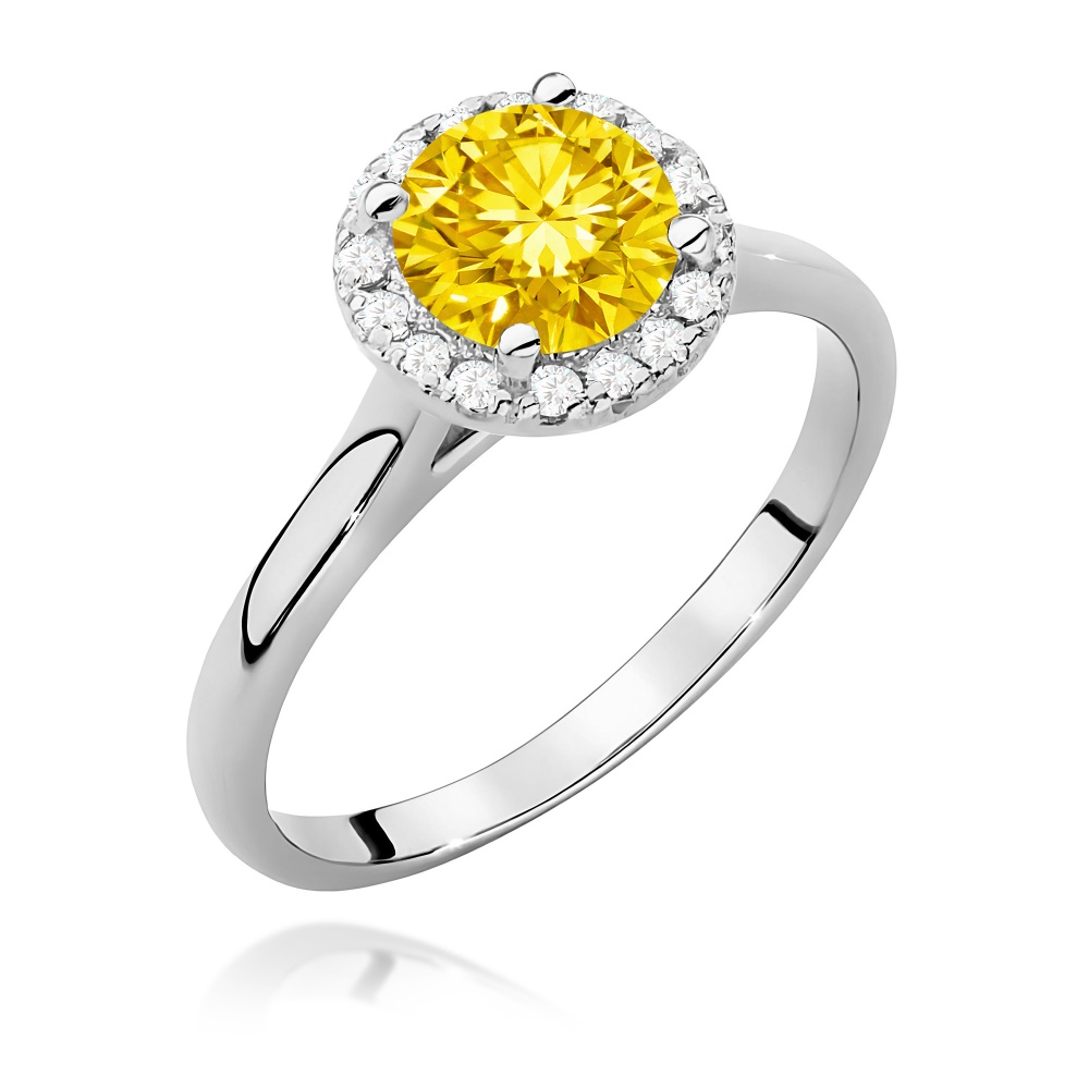 Pierścionek W0550 Diament Laboratoryjny żółty 1,00ct białe złoto