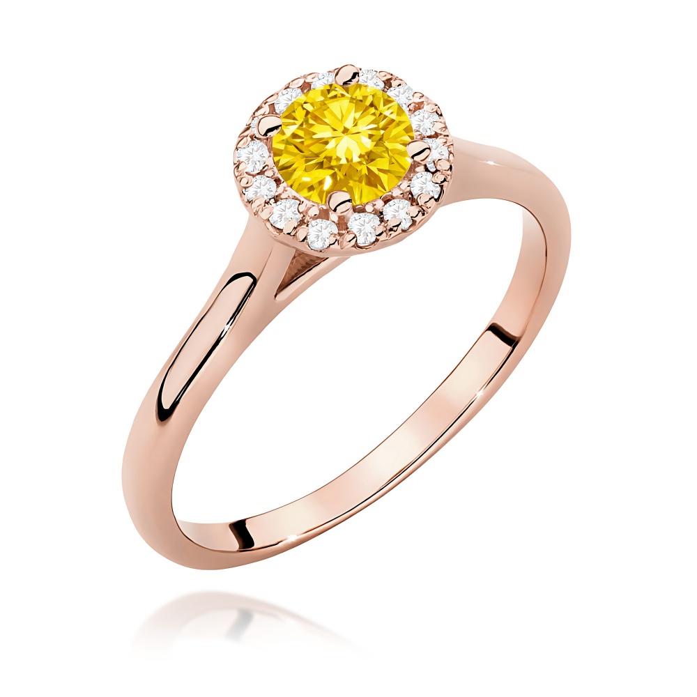 Pierścionek W0550 Diament Laboratoryjny żółty 0,50ct różowe złoto