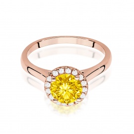 Pierścionek W0550 Diament Laboratoryjny żółty 1,00ct różowe złoto