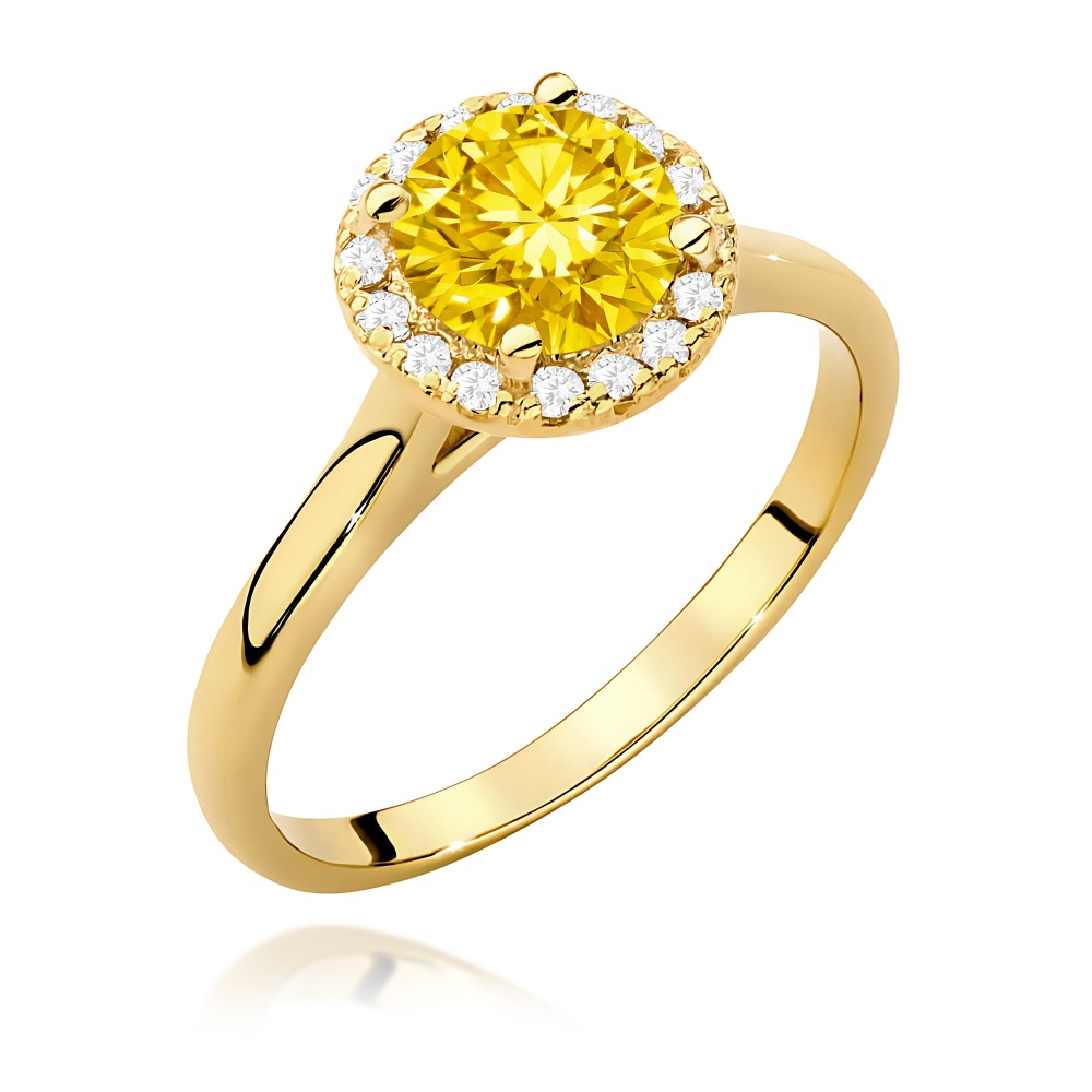 Pierścionek W0550 Diament Laboratoryjny żółty 1,00ct żółte złoto
