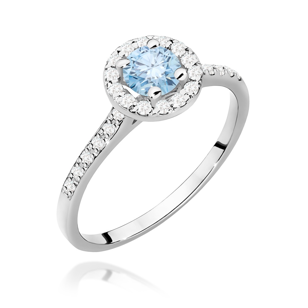 Pierścionek W0551 Diament Laboratoryjny niebieski 0,50ct białe złoto
