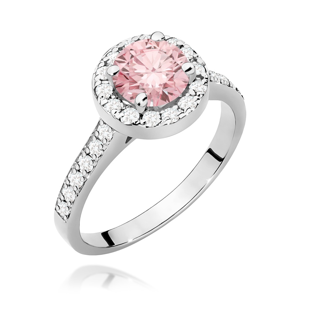 Pierścionek W0551 Diament Laboratoryjny różowy 1,00ct białe złoto