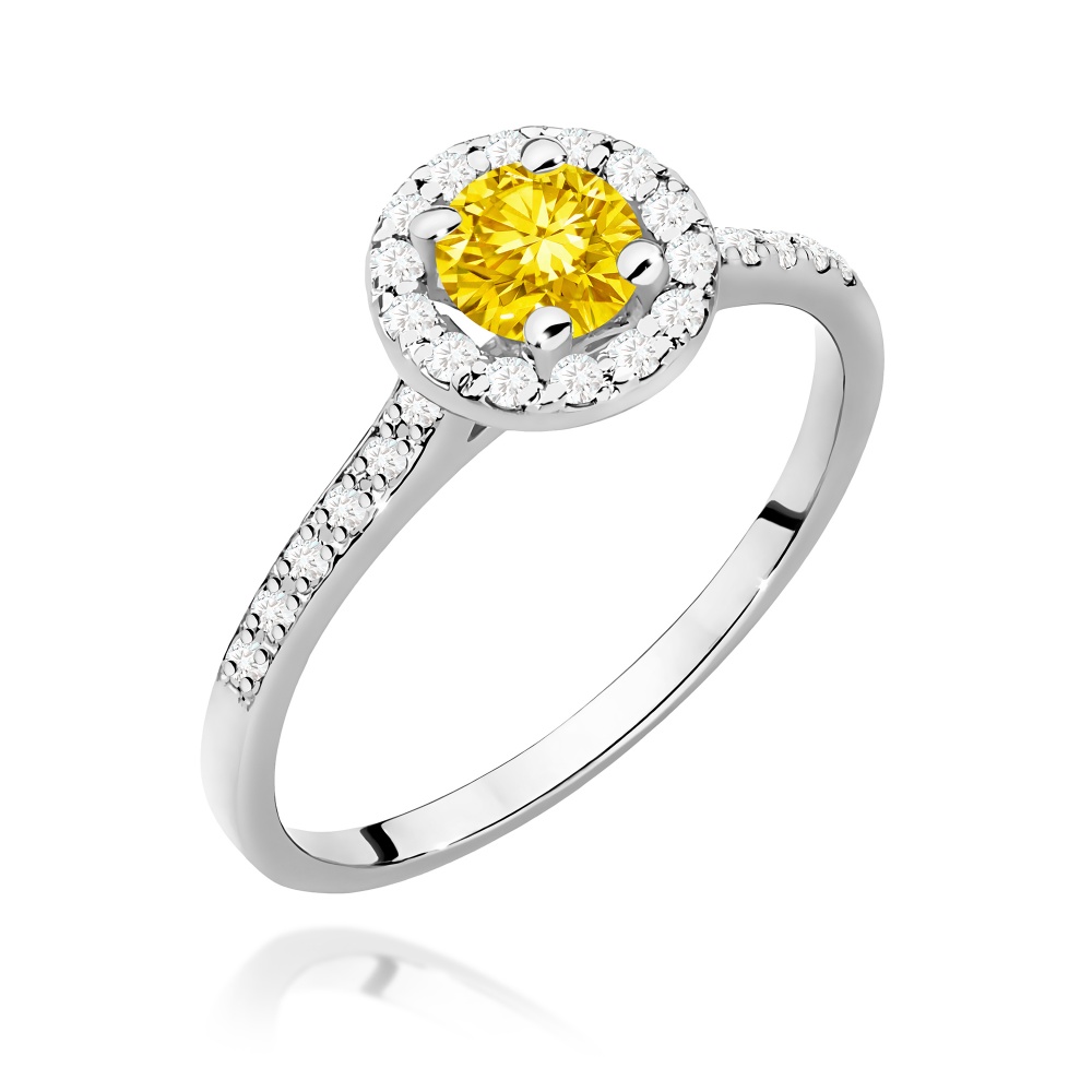 Pierścionek W0551 Diament Laboratoryjny żółty 0,50ct białe złoto