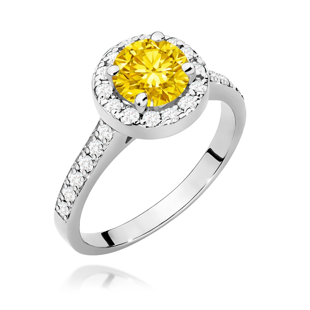 Pierścionek W0551 Diament Laboratoryjny żółty 1,00ct białe złoto