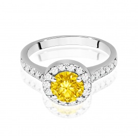 Pierścionek W0551 Diament Laboratoryjny żółty 1,00ct białe złoto
