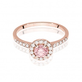 Pierścionek W0551 Diament Laboratoryjny różowy 0,50ct różowe złoto