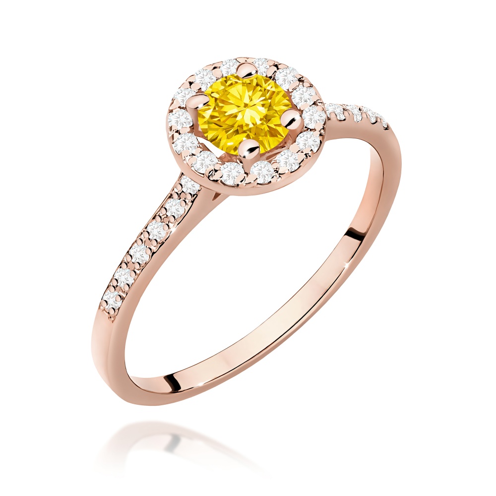 Pierścionek W0551 Diament Laboratoryjny żółty 0,50ct różowe złoto