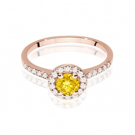 Pierścionek W0551 Diament Laboratoryjny żółty 0,50ct różowe złoto