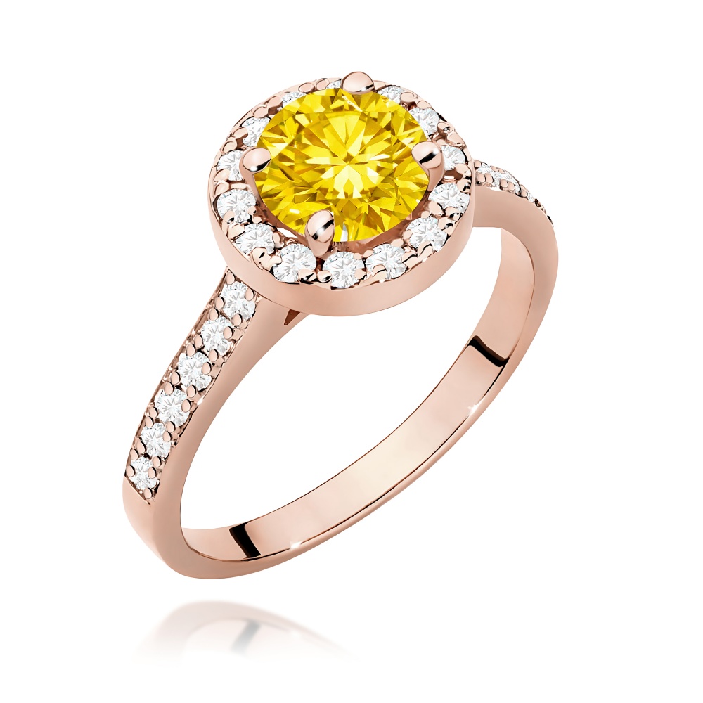 Pierścionek W0551 Diament Laboratoryjny żółty 1,00ct różowe złoto