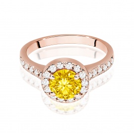 Pierścionek W0551 Diament Laboratoryjny żółty 1,00ct różowe złoto