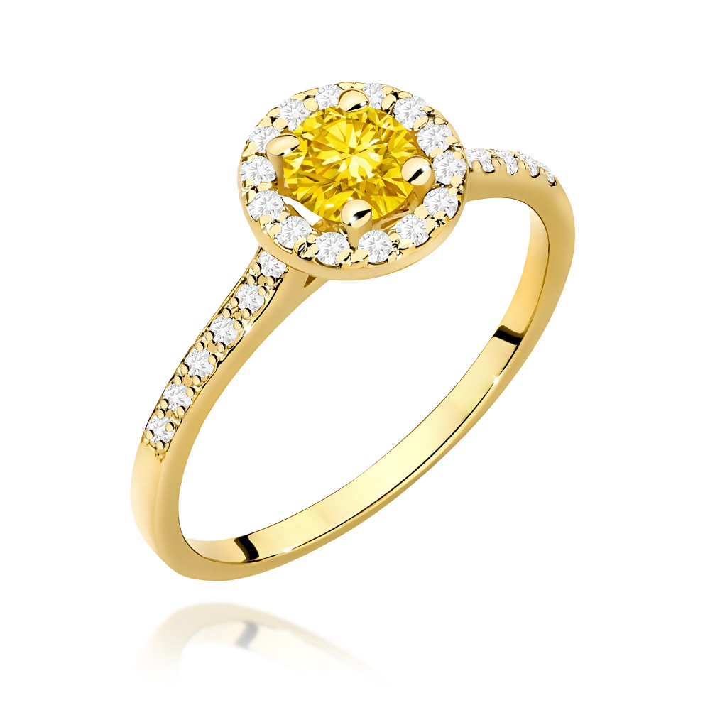 Pierścionek W0551 Diament Laboratoryjny żółty 0,50ct żółte złoto
