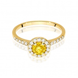 Pierścionek W0551 Diament Laboratoryjny żółty 0,50ct żółte złoto