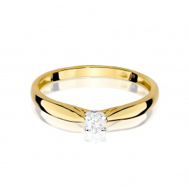 Pierścionek W0045 Diament laboratoryjnym 0,10ct żółte złoto