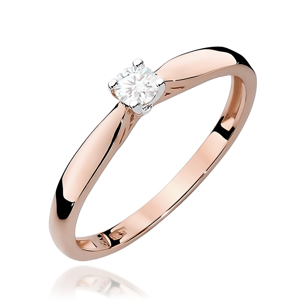 Pierścionek W0045 Diament laboratoryjnym 0,10ct różowe złoto