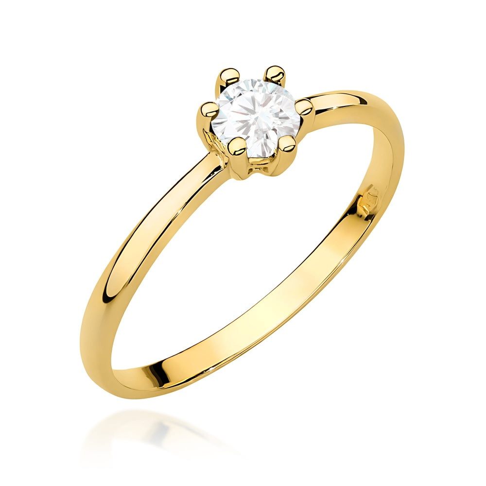 Pierścionek W0496 Diament laboratoryjny 0,30ct żółte złoto
