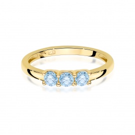 Pierścionek W0716 Diament Laboratoryjny Niebieski żółte złoto