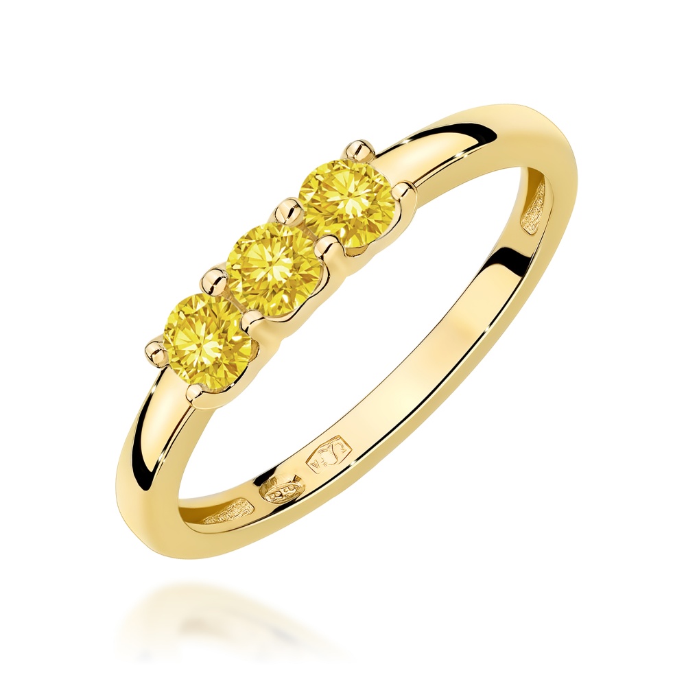 Pierścionek W0716 Diament Laboratoryjny Żółty żółte złoto