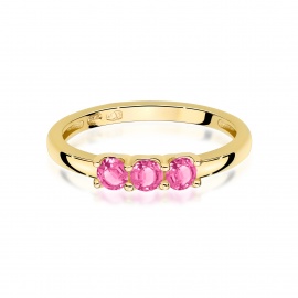 Pierścionek W0716 Różowy Topaz żółte złoto