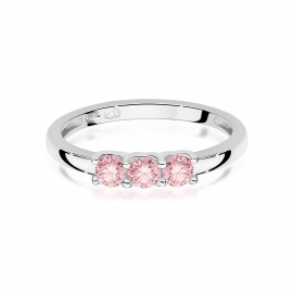 Pierścionek W0716 Diament Laboratoryjny Różowy Białe złoto