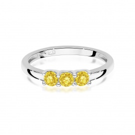 Pierścionek W0716 Diament Laboratoryjny Żółty Białe złoto