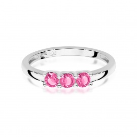 Pierścionek W0716 Różowy Topaz Białe złoto