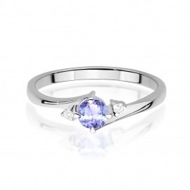 Pierścionek W0346B Tanzanit 0,35ct białe złoto