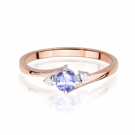 Pierścionek W0346B Tanzanit 0,35ct różowe złoto