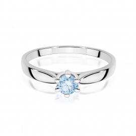 Pierścionek W0222 Diament Laboratoryjny niebieski 0,30ct białe złoto
