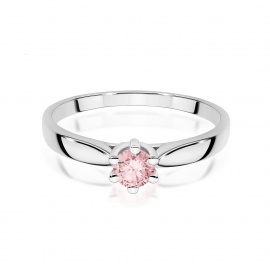 Pierścionek W0222 Diament Laboratoryjny różowy 0,30ct białe złoto