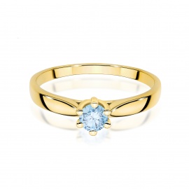Pierścionek W0222 Diament Laboratoryjny niebieski 0,30ct żółte złoto