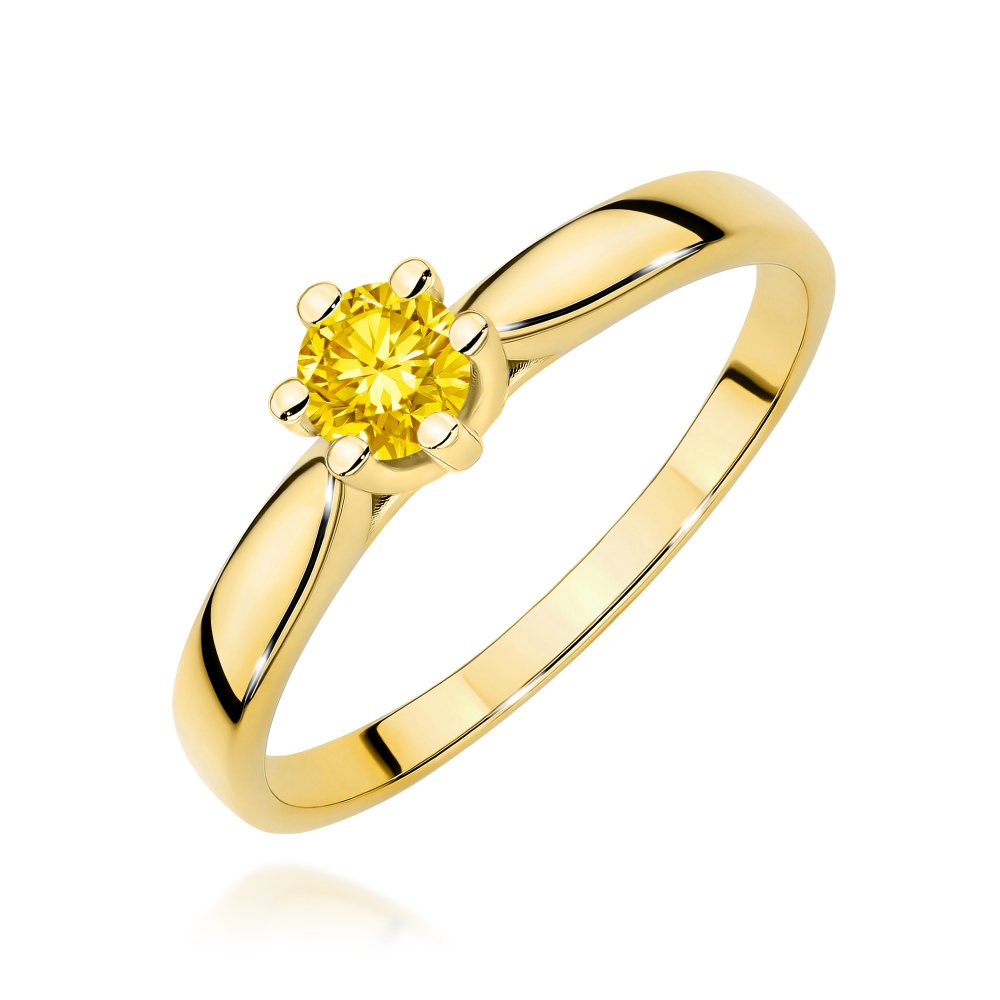 Pierścionek W0222 Diament Laboratoryjny żółty 0,30ct żółte złoto