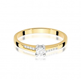 Pierścionek W0258 Diament Laboratoryjny 0,15ct żółte złoto
