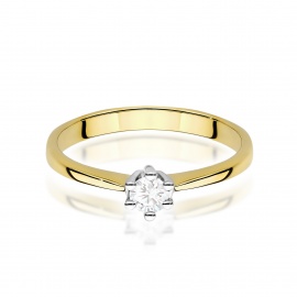 Pierścionek W0256 Diament laboratoryjny 0,20ct żółte złoto