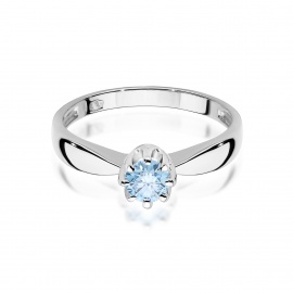 Pierścionek W0288 Diament Laboratoryjny niebieski 0,30ct białe złoto