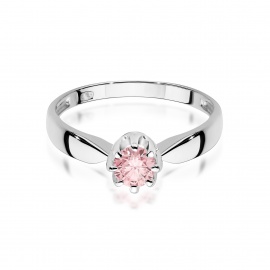 Pierścionek W0228 Diament Laboratoryjny różowy 0,50ct białe złoto