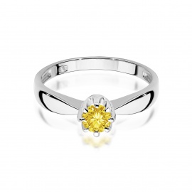 Pierścionek W0228 Diament Laboratoryjny żółty 0,30ct białe złoto