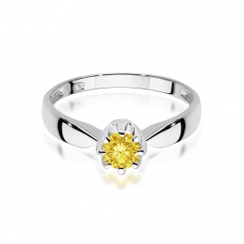 Pierścionek W0228 Diament Laboratoryjny żółty 0,50ct białe złoto