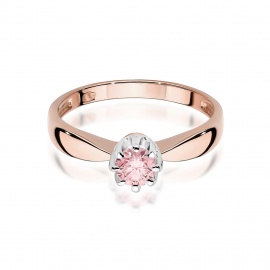 Pierścionek W0228 Diament Laboratoryjny różowy 0,30ct różowe złoto